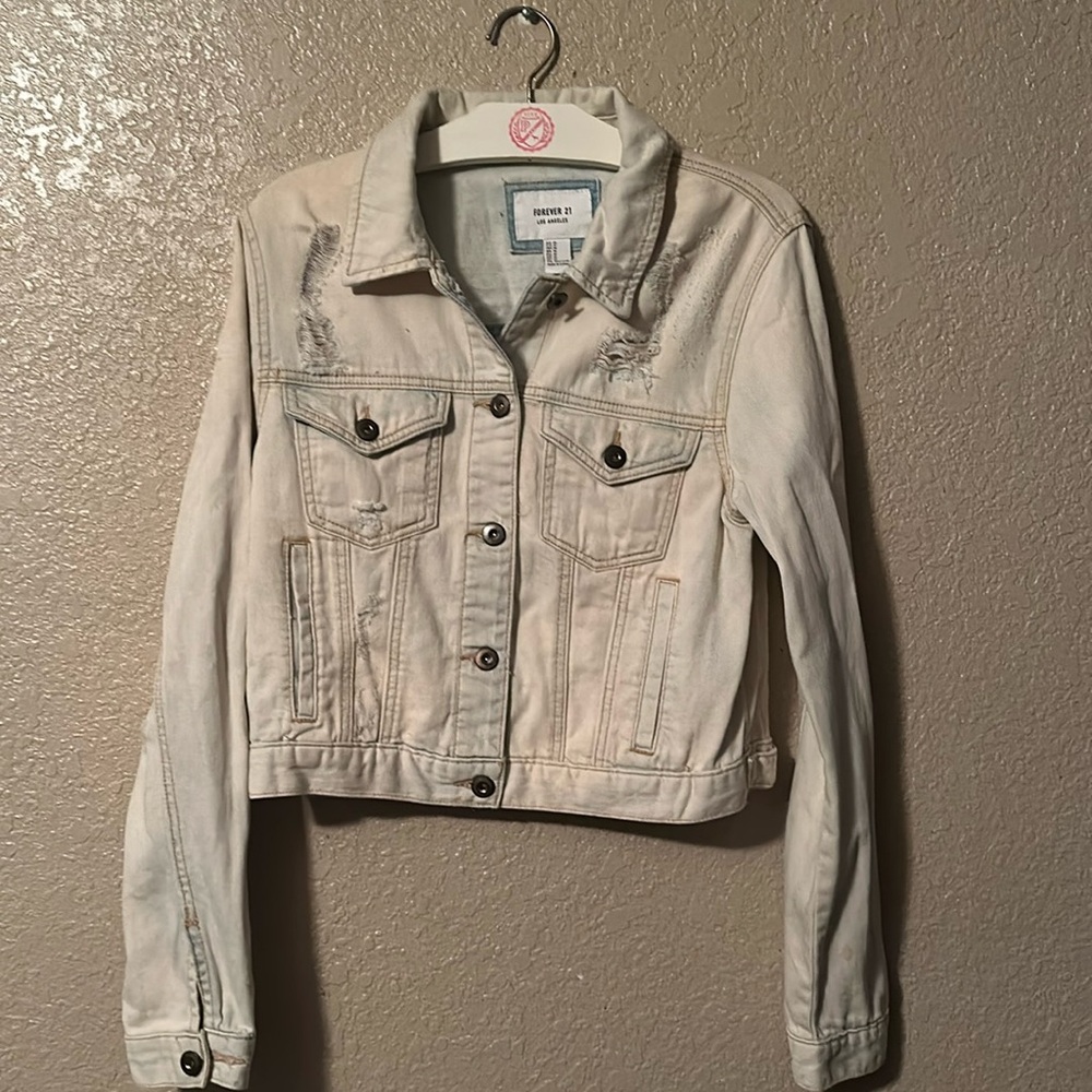 Forever 21 white wash blue Jean jacket medium